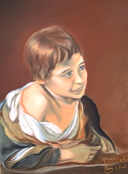 040 Enfant regardant par la fenetre (inspire de Murillo).jpg - d'après Murillo 2 (50x65 cm)